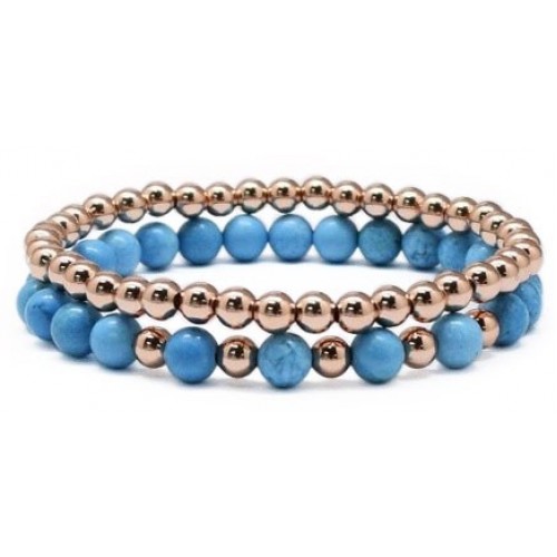 Herspirit Blue And Rose Gold Bracelet Set (BBD-18)