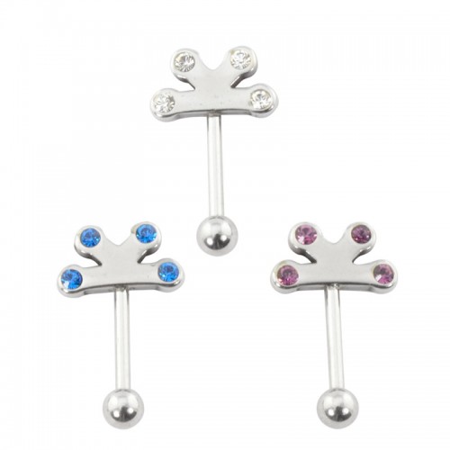 Pack Of 3 Surgical Steel Jewelled Eyebrow Bar (EB12)