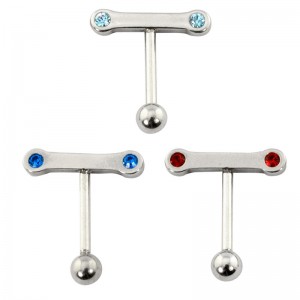 Pack Of 3 Surgical Steel Jewelled Eyebrow Bar (EB20)