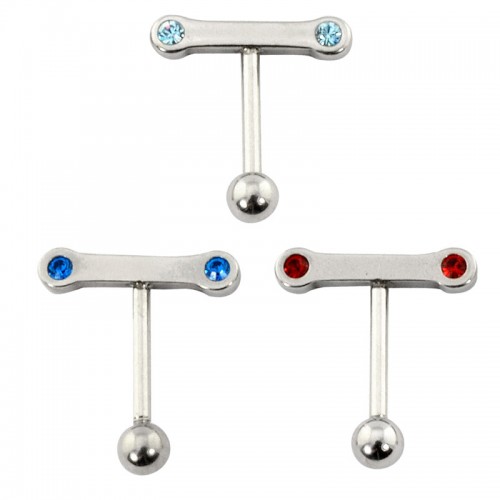 Pack Of 3 Surgical Steel Jewelled Eyebrow Bar (EB20)