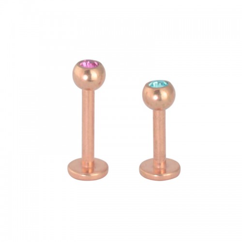 Rose Gold PVD Coated Steel Jewelled Labret (PFRGJ722)