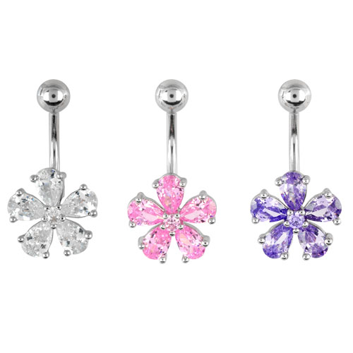 Crystal Flower Navel Bar (BBJ2642)