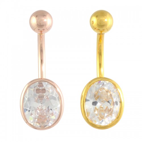 Rose Gold And Gold Plated Sterling Silver Navel Bar (SB**03)