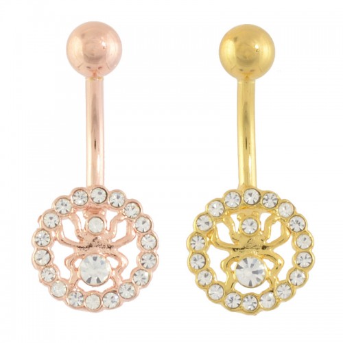 Rose Gold And Gold Plated Sterling Silver Navel Bar (SB**16)