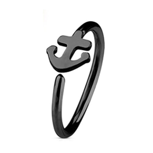 Black PVD Coated Steel Nose Ring Fixed Anchor (NR269B)