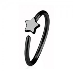 Black PVD Coated Steel Nose Ring Fixed (NR273B)