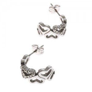 Herspirit Steel Curved Romantique Heart Ear-studs (HSE409)