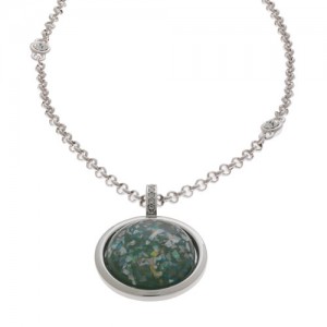 Herspirit Fashion-Iconic Round Opal Effect Pendant And Chain (HSN407-A)
