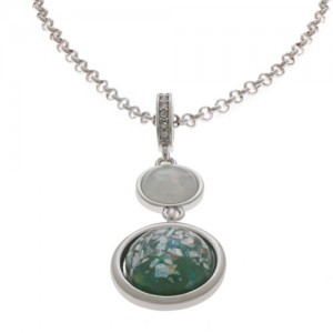 Herspirit Fashion-Iconic Round Opal Effect Pendant And Chain (HSN408-A)