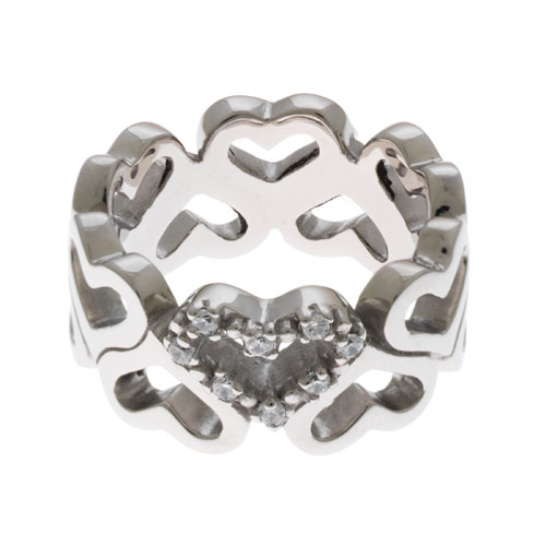 Herspirit Steel Curved Romantique Heart Ring (HSR657)