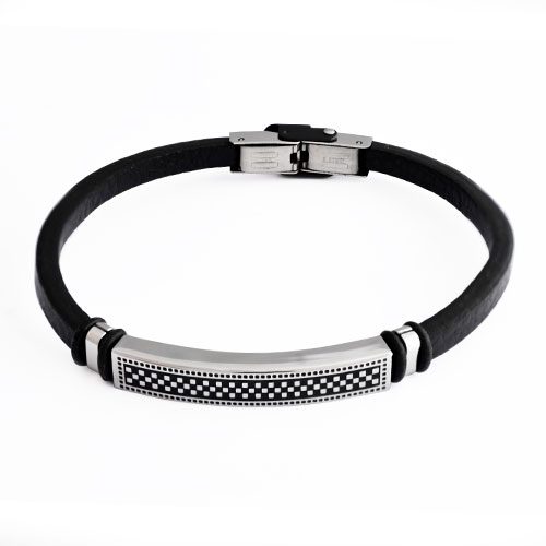 Inspirit Black Leather Brcacelet (BR658)