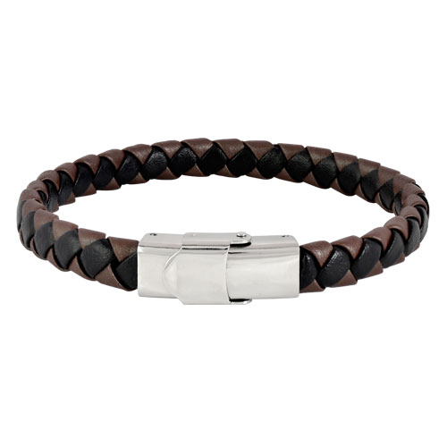 Inspirit Black And Brown Leather Bracelet (ISB-N15-13)