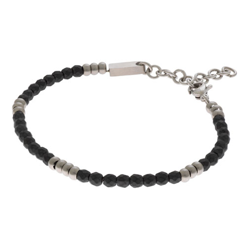 Inspirit Steel Steel Matt Onyx Bead Bracelet (TSB722)