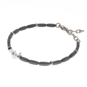 Inspirit Steel Hematite Bead Anchor Bracelet (TSB774)