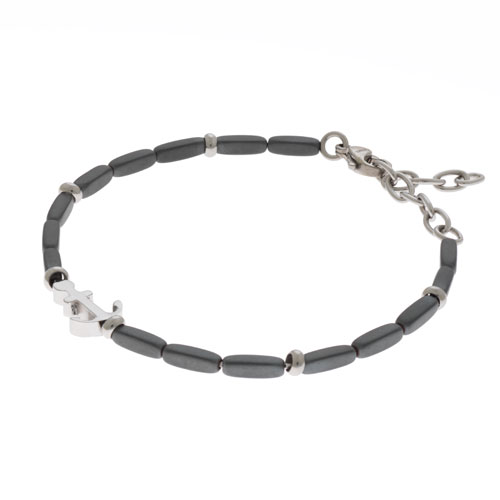 Inspirit Steel Hematite Bead Anchor Bracelet (TSB774)