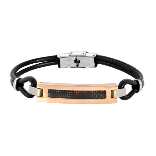 Inspirit Leather And Steel Bracelet (ISB-N15-06)