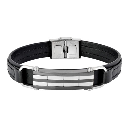 Inspirit Leather And Steel Bracelet (ISB-N15-07)