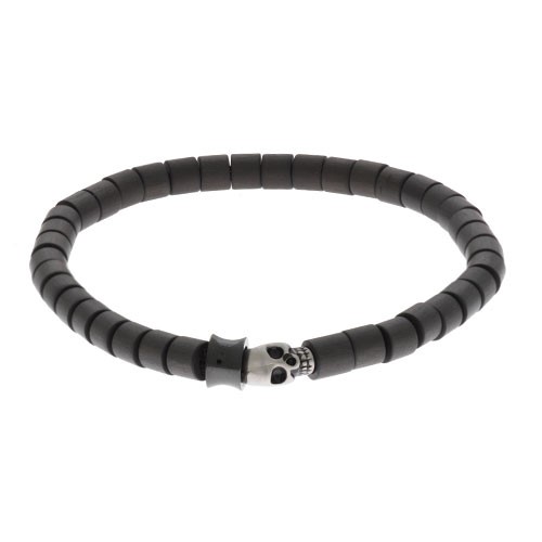 Inspirit Carbon Fibre Bead Skull Bracelet (ISB741E)