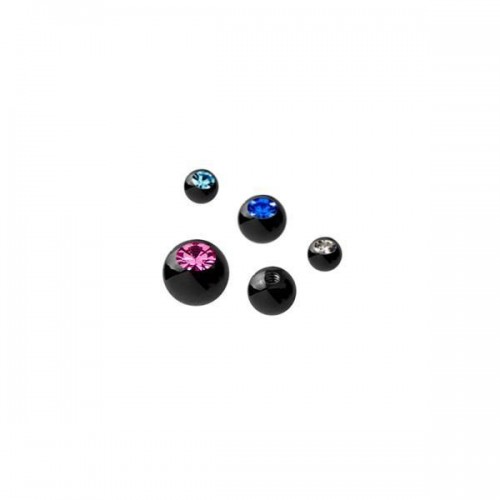 Black PVD Coated Steel Jewelled Threaded Balls (PFB85*)