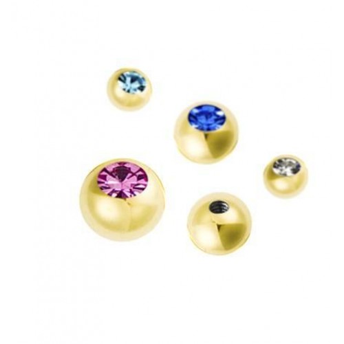 Gold PVD 316L Jewelled Threaded Balls (PFG85)