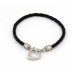  Leather & Stainless Steel Heart Bracelet (LSB048)