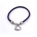  Leather & Stainless Steel Heart Bracelet (LSB048)