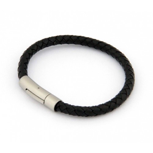 LSB011 (Stainless Steel & Leather Braided Bracelet) 