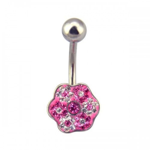 316L Surgical Steel & Rhodium Plated Navel Bar (BBJ594))