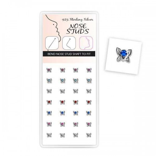 Jewelled Butterfly Nose Stud Display (DNBL-NSBT)