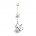 Rhodium Plated Glitzy Crown Navel Bar (BBJ1050)