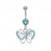 Rhodium and Steel Butterfly Navel Bar (BBJ436)