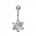 Rhodium & Steel Flower Navel Bar (BBJ416)