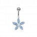 Rhodium & Steel Flower Navel Bar (BBJ196)