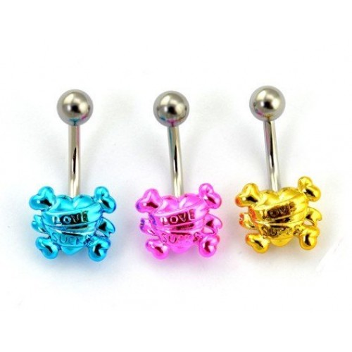 Pack of 3 Aluminium Plated 'Love Sucks' Navel Bars (AL263) 