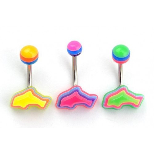 Pack of 5 UV Dolphin Navel Bars (UVLDT80)