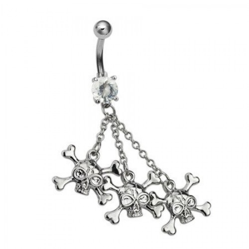 Rhodium Plated Navel Bar with 316L stem (BBJ461)