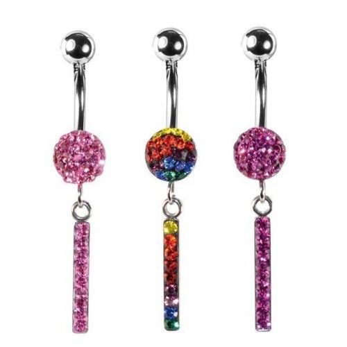 Dangly Jewelled Navel Bar (PFLS-**)