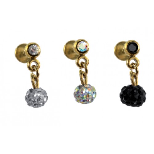 Jewelled Gold Tragus Bars (PFGJB722-8)