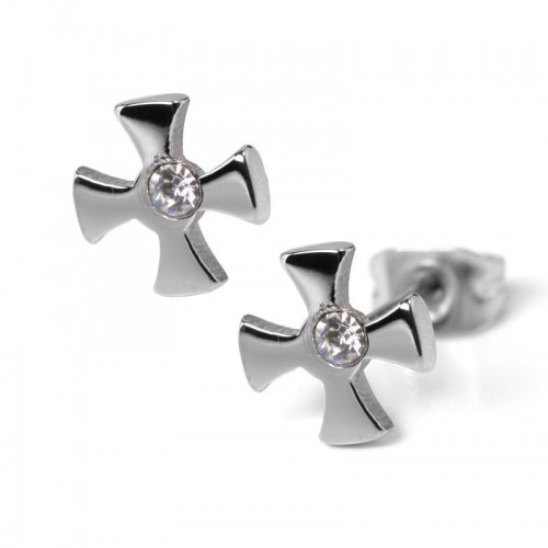 Stainless Steel Jewelled Ear Studs (SES074)