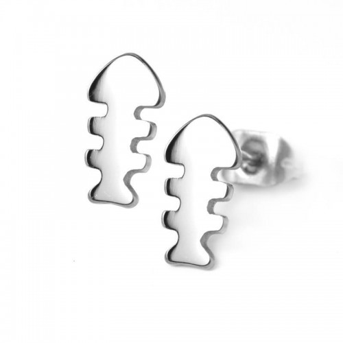 Stainless Steel Fishbone Ear Studs (SES097)