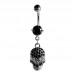 Rhodium & Steel Skull Navel Bar (BBJ2205)