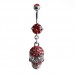 Rhodium & Steel Skull Navel Bar (BBJ2205)