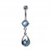 Rhodium & Steel Tear Drop Navel Bar (BBJ2254)