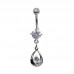 Rhodium & Steel Tear Drop Navel Bar (BBJ2254)