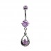 Rhodium & Steel Tear Drop Navel Bar (BBJ2254)