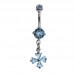 Rhodium & Steel Jewelled Cross Navel Bar (BBJ2259)