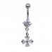 Rhodium & Steel Jewelled Cross Navel Bar (BBJ2259)