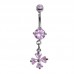 Rhodium & Steel Jewelled Cross Navel Bar (BBJ2259)