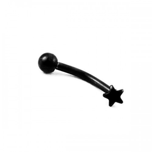 Black PVD Coated Steel Star Eyebrow Bar (PF5-87)