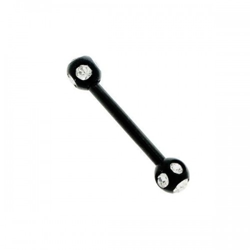 Multi Jewelled Black PVD Coated Steel Barbells (PFMJB77)
